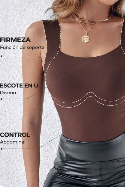 Luna – Top térmico con sujetador integrado y cuello en U