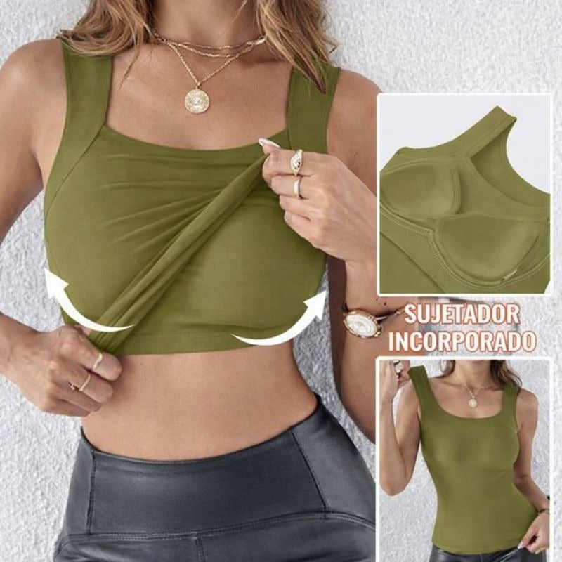 Luna – Top térmico con sujetador integrado y cuello en U