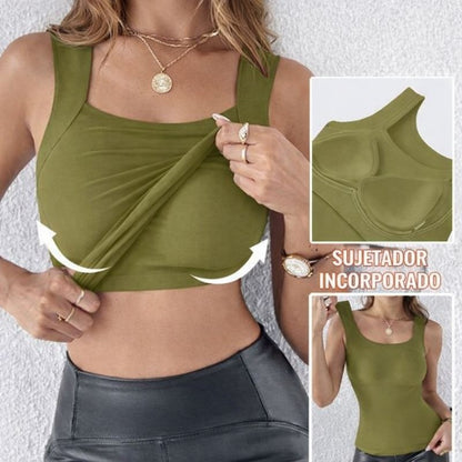 Luna – Top térmico con sujetador integrado y cuello en U