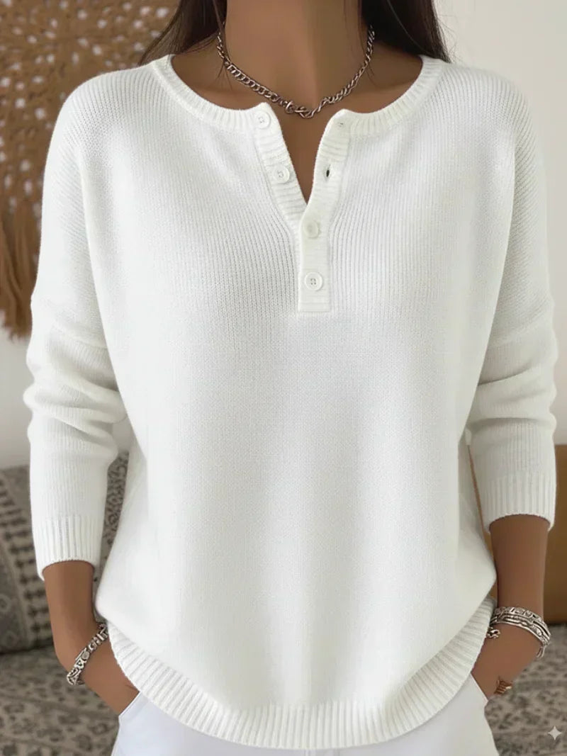 Elena | Jersey de punto con cuello Henley y botones