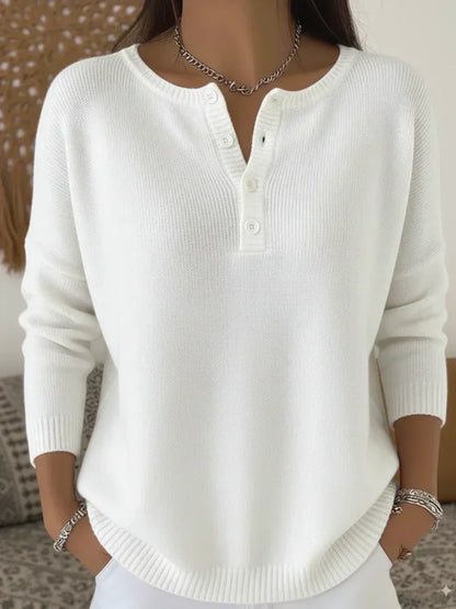 Elena | Jersey de punto con cuello Henley y botones