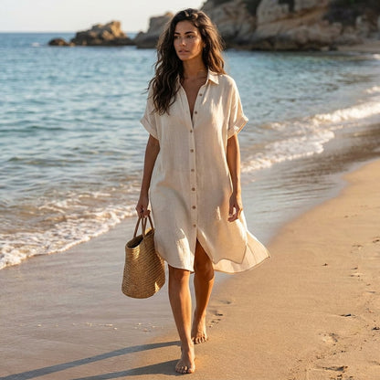 Elena | Vestido camisero de manga corta elegante