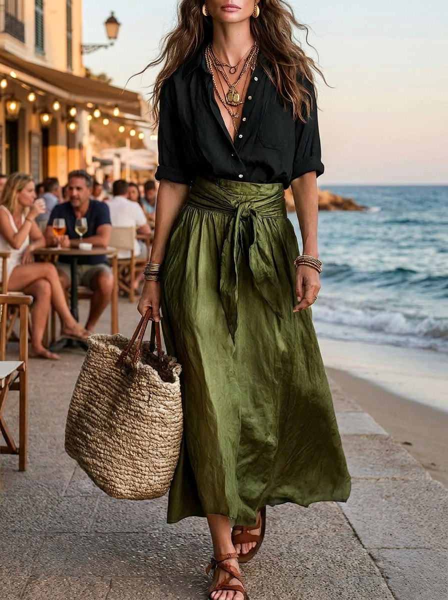 Sofía | Conjunto bohemio elegante de falda y blusa fluida