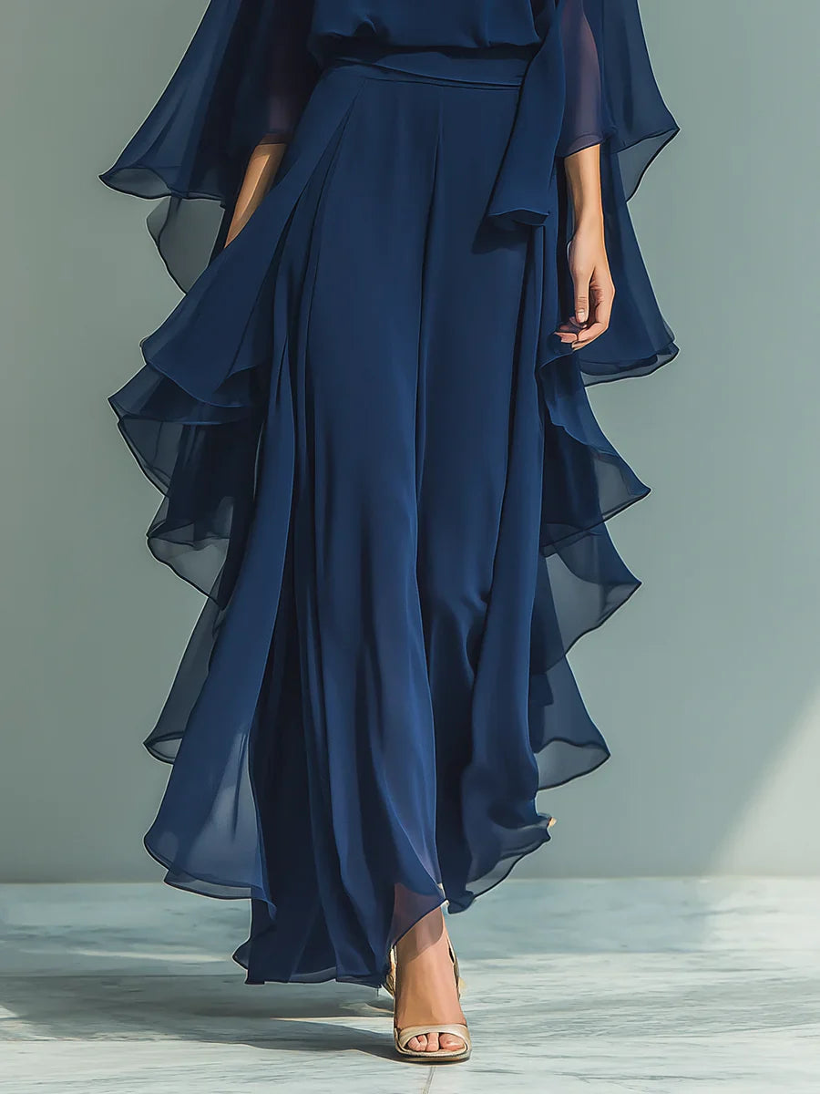 Aurora - Conjunto elegante de chiffon con volante