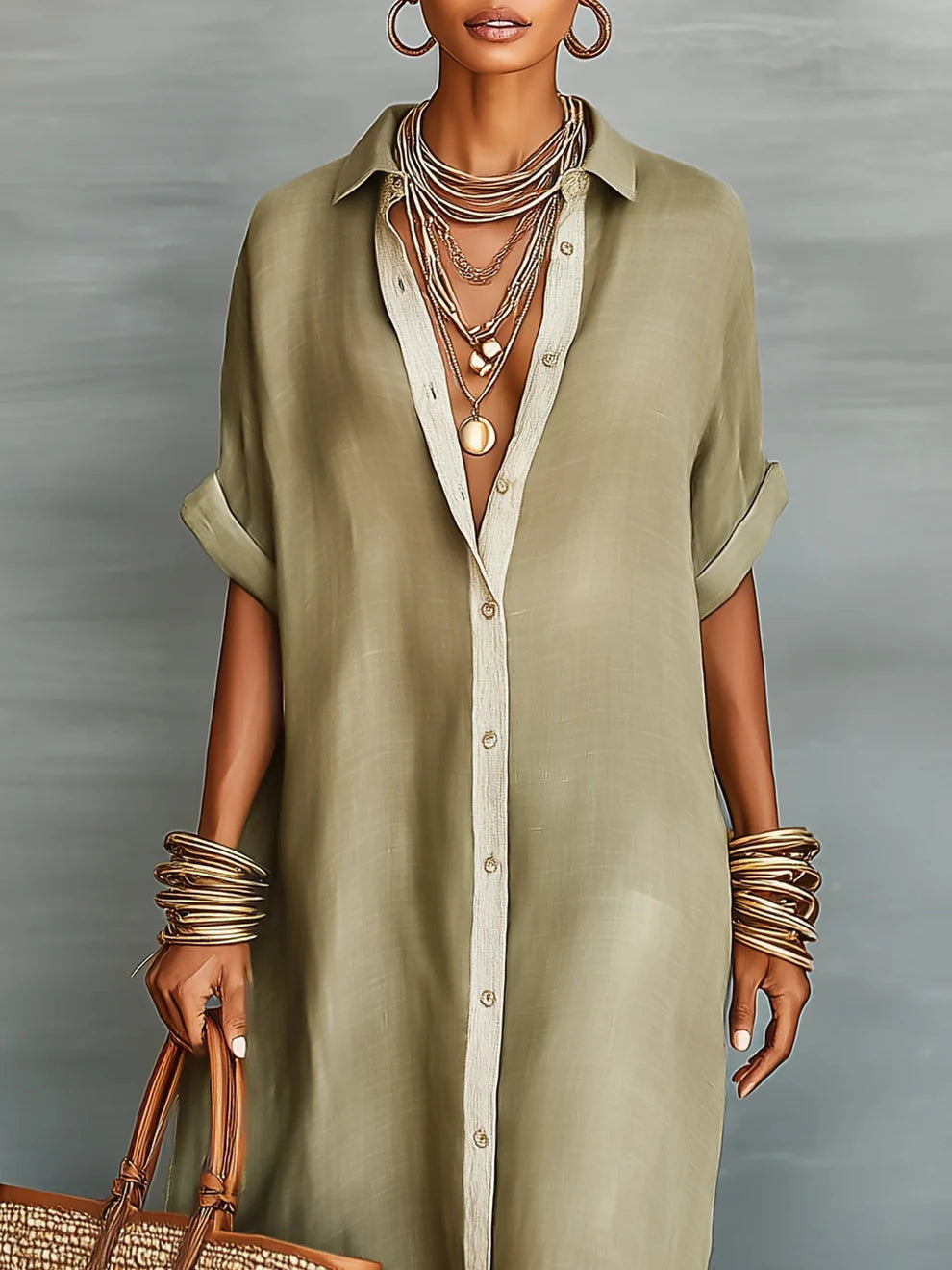 Manela | Vestido Largo Minimalista Verde Oliva