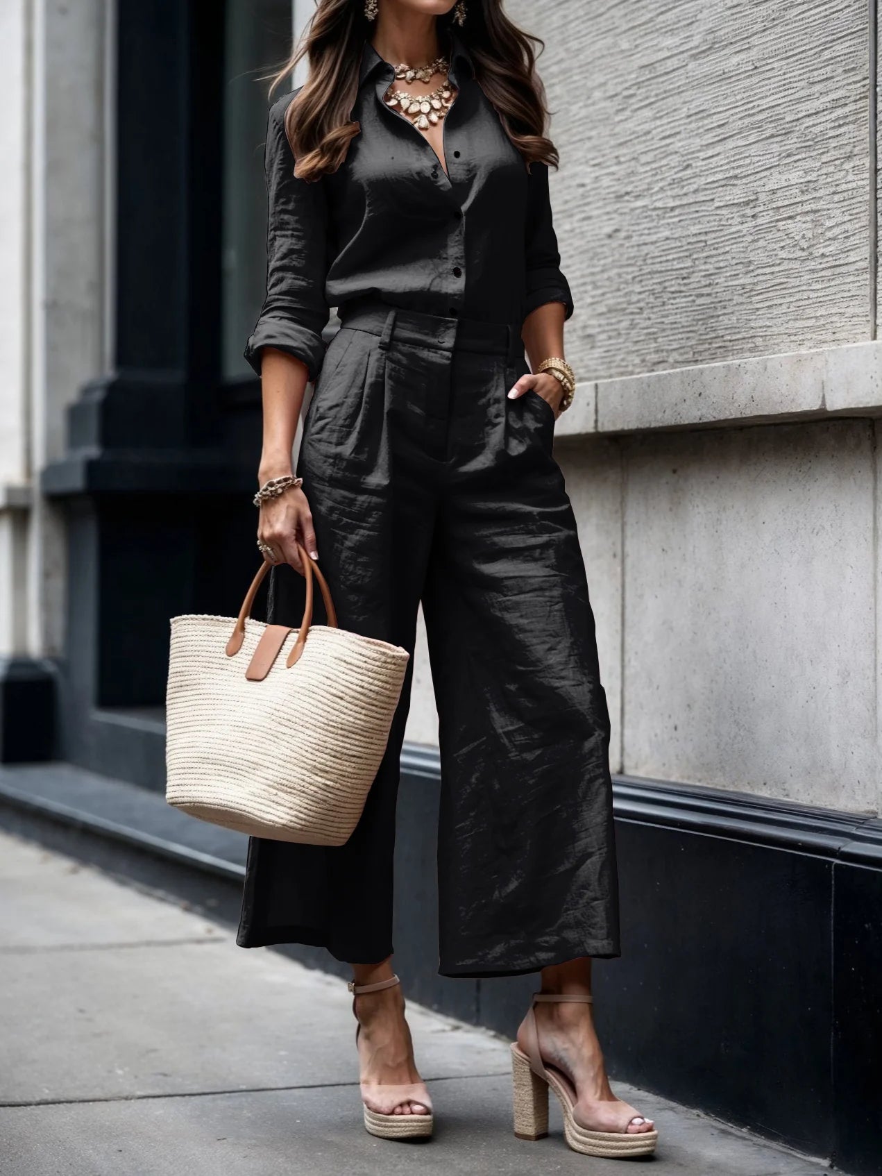 Lucía - Conjunto de camisa y pantalón capri