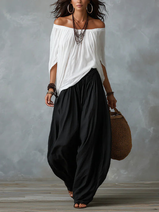 Candela | Conjunto con Hombros Descubiertos y Pantalones Estilo Farol