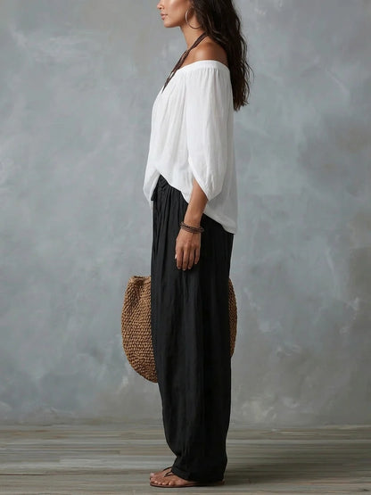 Candela | Conjunto con Hombros Descubiertos y Pantalones Estilo Farol