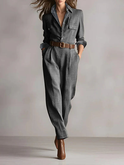 Ana | Elegante Estampado de Cuadros Monocromático