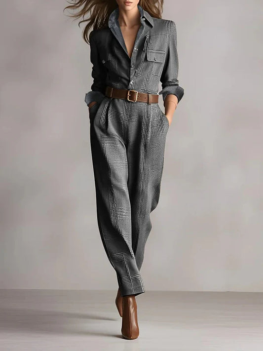 Ana | Elegante Estampado de Cuadros Monocromático