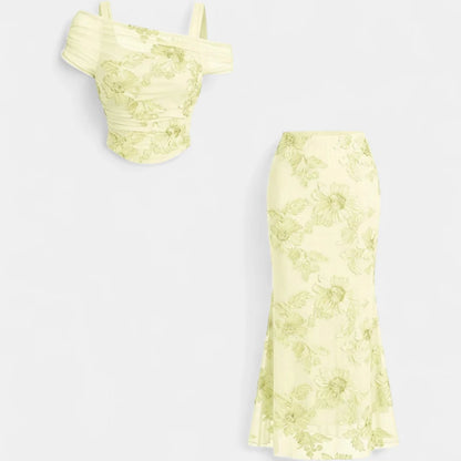 Gala - Conjunto de top bordado y falda larga