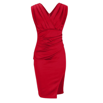 Leonor - Vestido drapeado elegante con abertura lateral