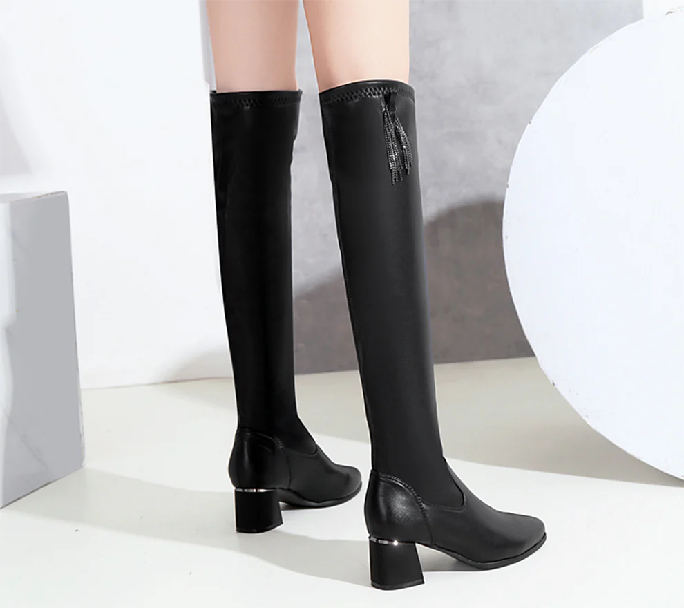 Natalia - Botas altas elásticas de tacón cómodo