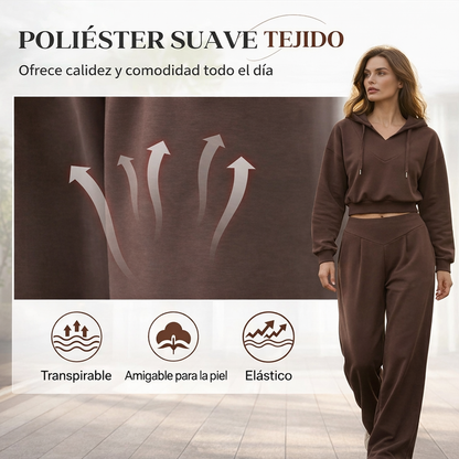 Valeria - Conjunto de sudadera corta y pantalón ancho