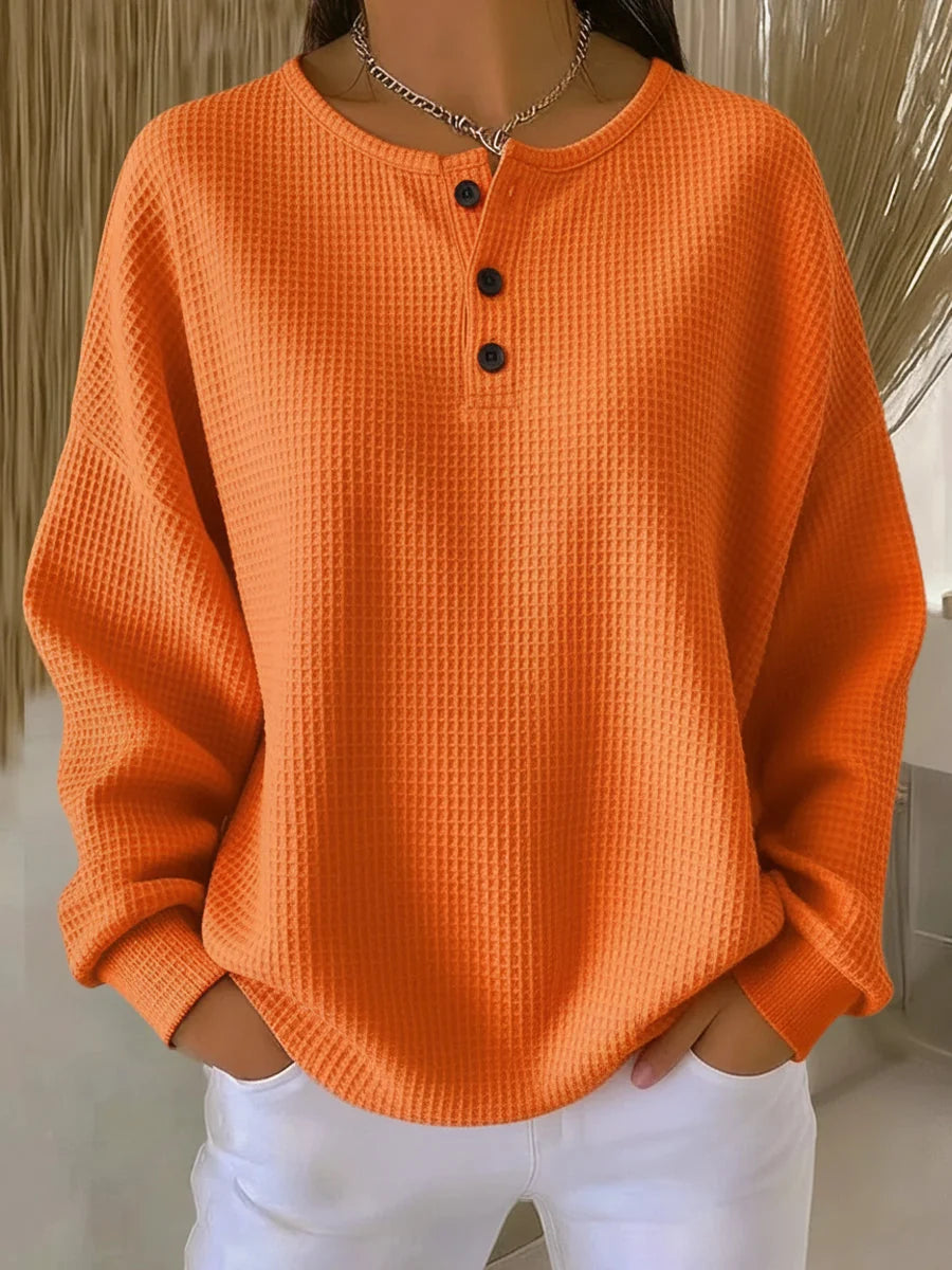 Mirabel | Sudadera Henley de tejido de panal