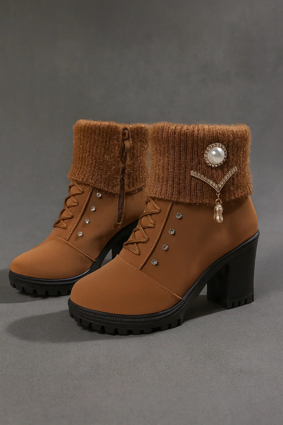 Elena - Botas de tacón grueso y cálidas