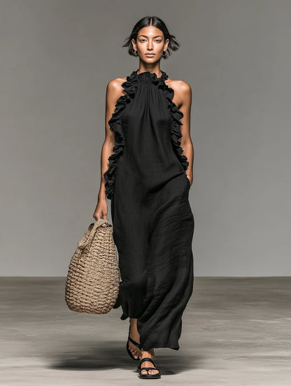 Lúa – Vestido maxi fluido con volantes