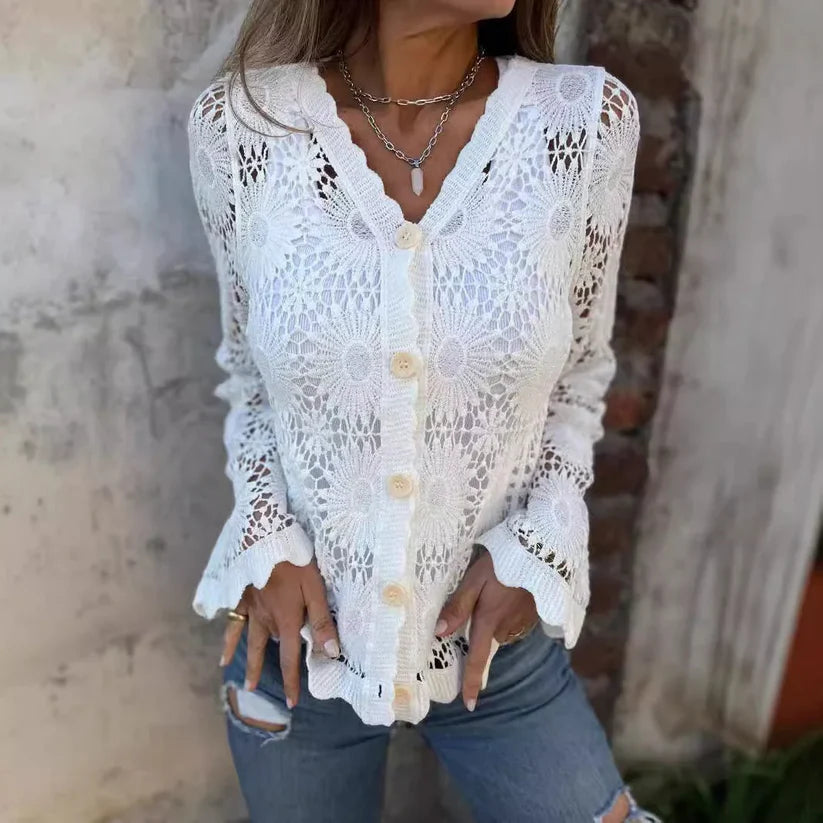 Isabela - Cardigan de encaje con cuello en V