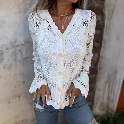 Isabela - Cardigan de encaje con cuello en V