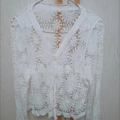 Isabela - Cardigan de encaje con cuello en V