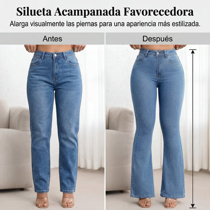 Claudia - Vaqueros elásticos acampanados de cintura alta