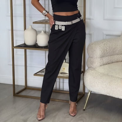 Calista™ Pantalón con diseño asimétrico y cinturón exclusivo