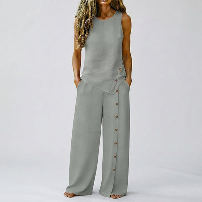 Claudia - Conjunto de top sin mangas y pantalón de pierna ancha