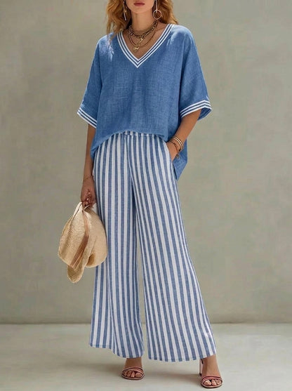 Amalia | Conjunto de rayas elegante y casual