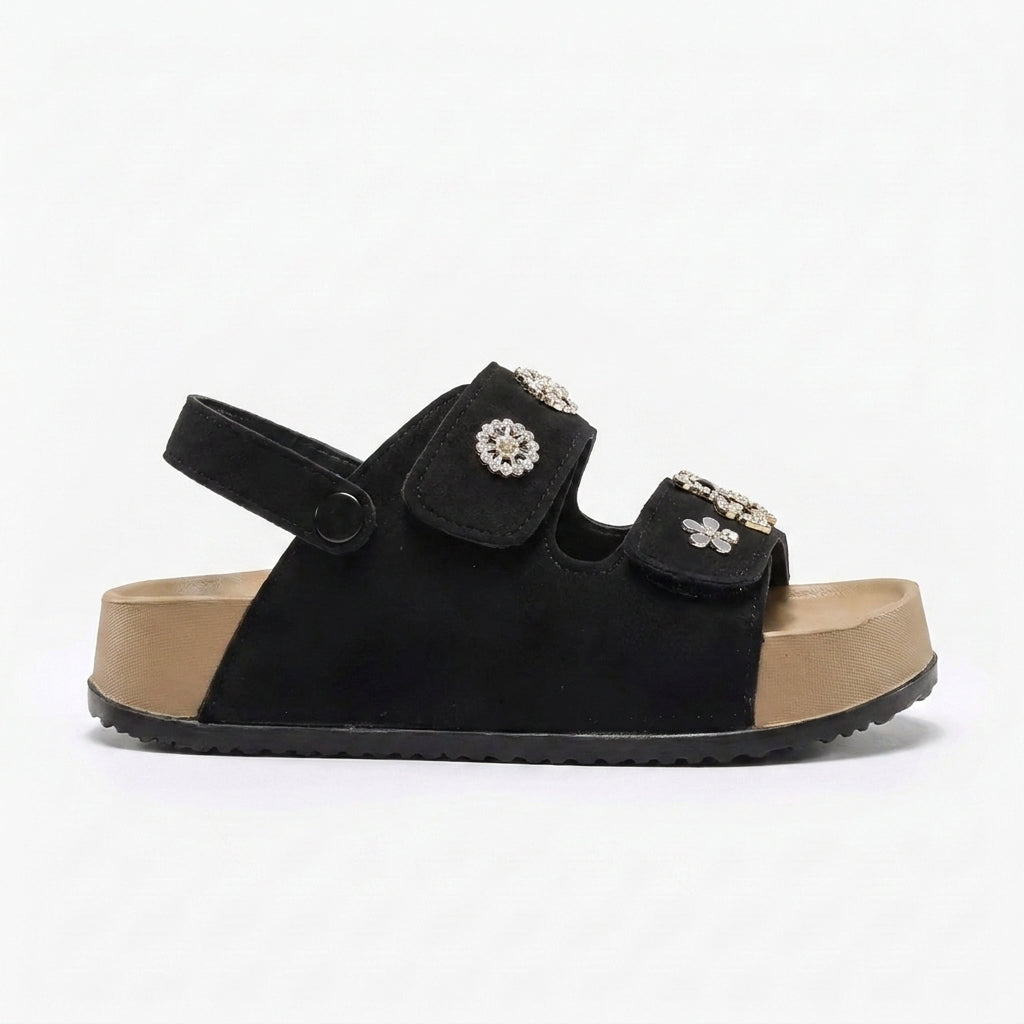 Sandalias de Doble Hebilla con Plataforma y Pines Decorativos