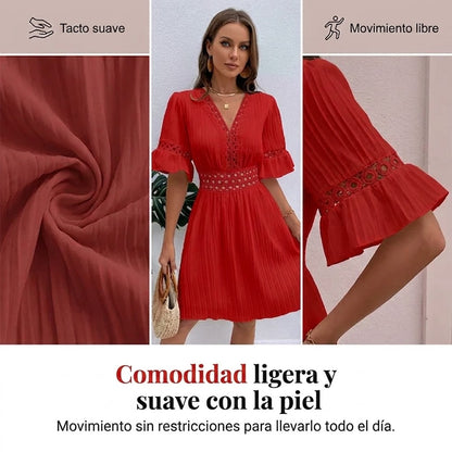 Clara – Vestido de verano cómodo con detalles de encaje