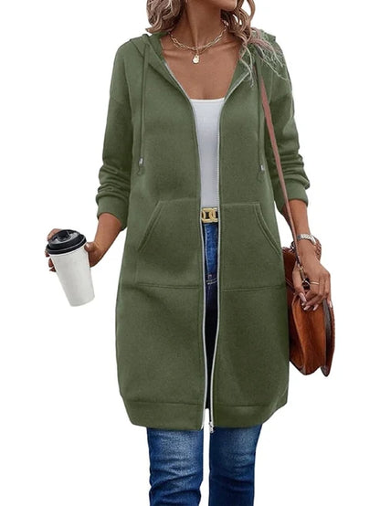 Mariona – Sudadera larga con capucha y cremallera