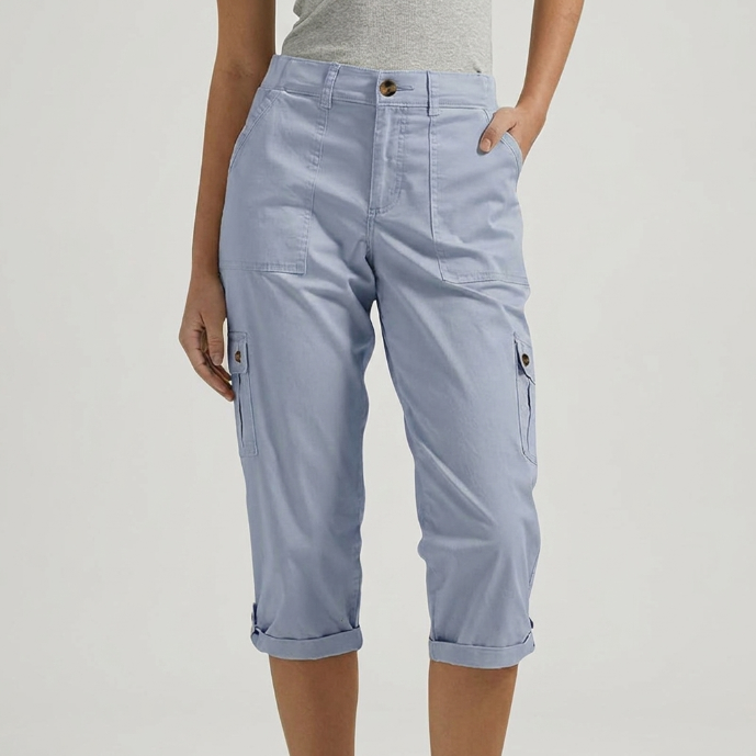 Carla - Pantalón cargo capri con bolsillos