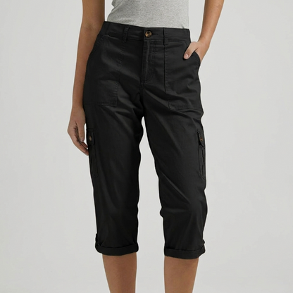 Carla - Pantalón cargo capri con bolsillos