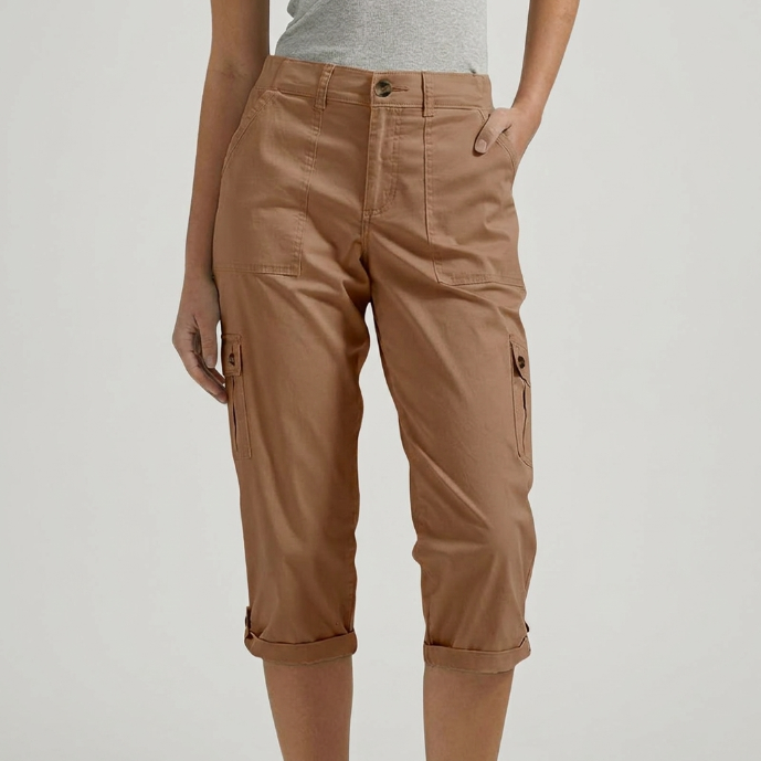 Carla - Pantalón cargo capri con bolsillos