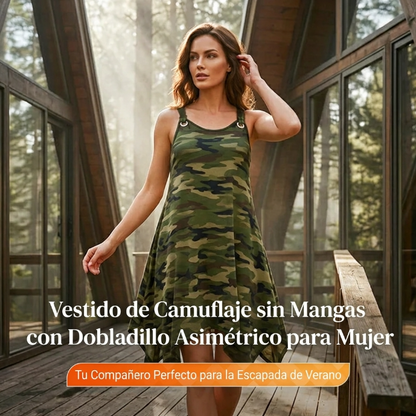 Selva - Vestido de camuflaje con bajo asimétrico