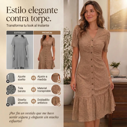 Celia - Vestido midi de encaje con cuello en V