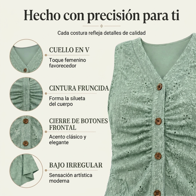 Celia - Vestido midi de encaje con cuello en V