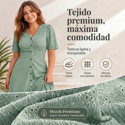 Celia - Vestido midi de encaje con cuello en V