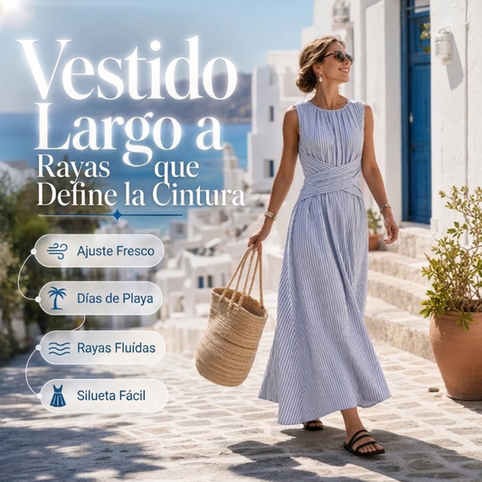 Aitana - Vestido de rayas con cintura cruzada