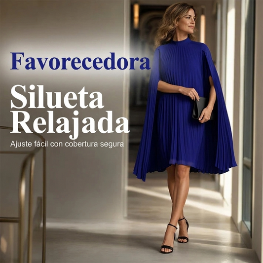 Aurora - Vestido plisado con mangas capa