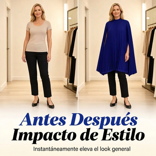 Aurora - Vestido plisado con mangas capa
