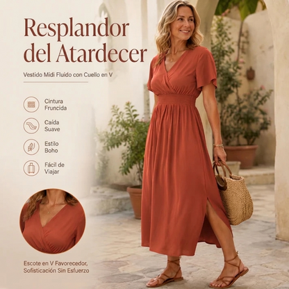 Aina - Vestido largo con escote en V