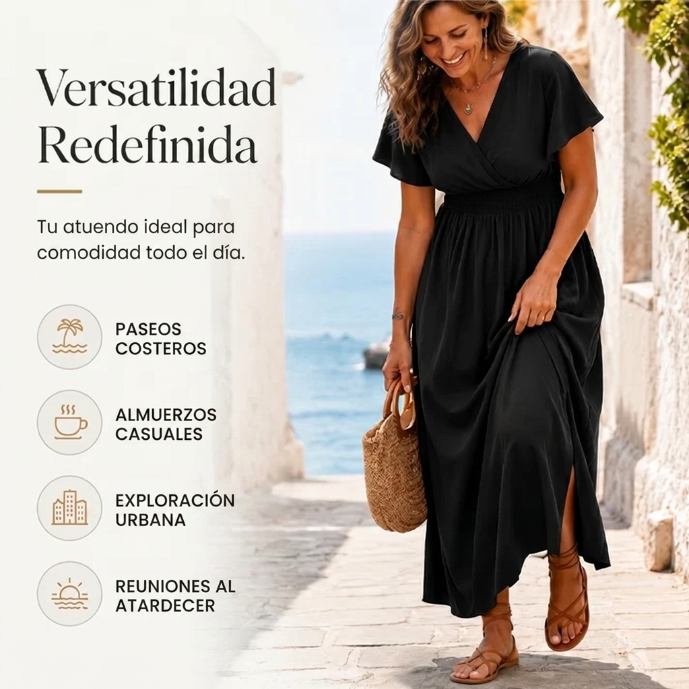 Aina - Vestido largo con escote en V