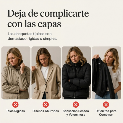 Alejandra - Chaqueta de punto con detalles efecto denim