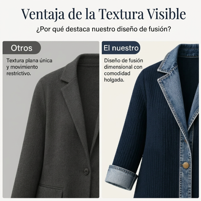 Alejandra - Chaqueta de punto con detalles efecto denim