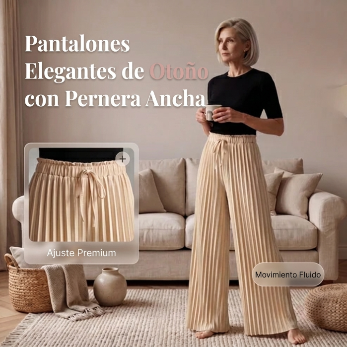 Carolina - Pantalón plisado de pierna ancha con cintura ajustable