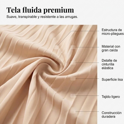 Carolina - Pantalón plisado de pierna ancha con cintura ajustable