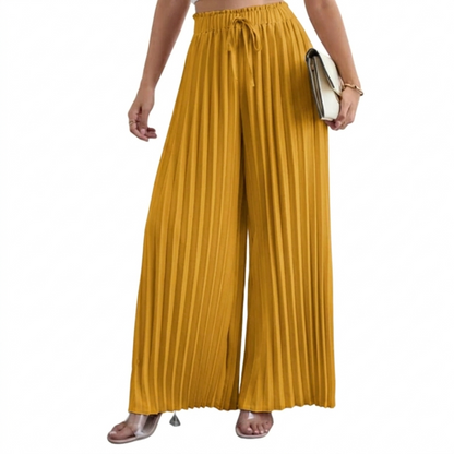 Carolina - Pantalón plisado de pierna ancha con cintura ajustable