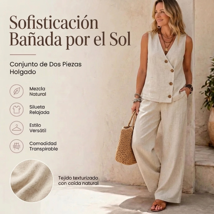 Claudia | Conjunto elegante de chaleco y pantalón ancho