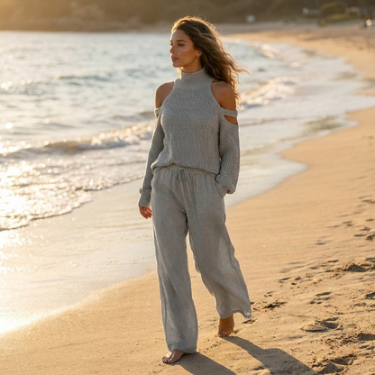 Camila | Conjunto moderno de punto y pantalón fluido